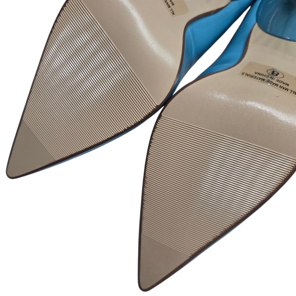 DELICIOUS Patent 4" Stiletto Heel Classic Pointed Toe Pumps Sz 8 Blue VTG NEW - Picture 9 of 16